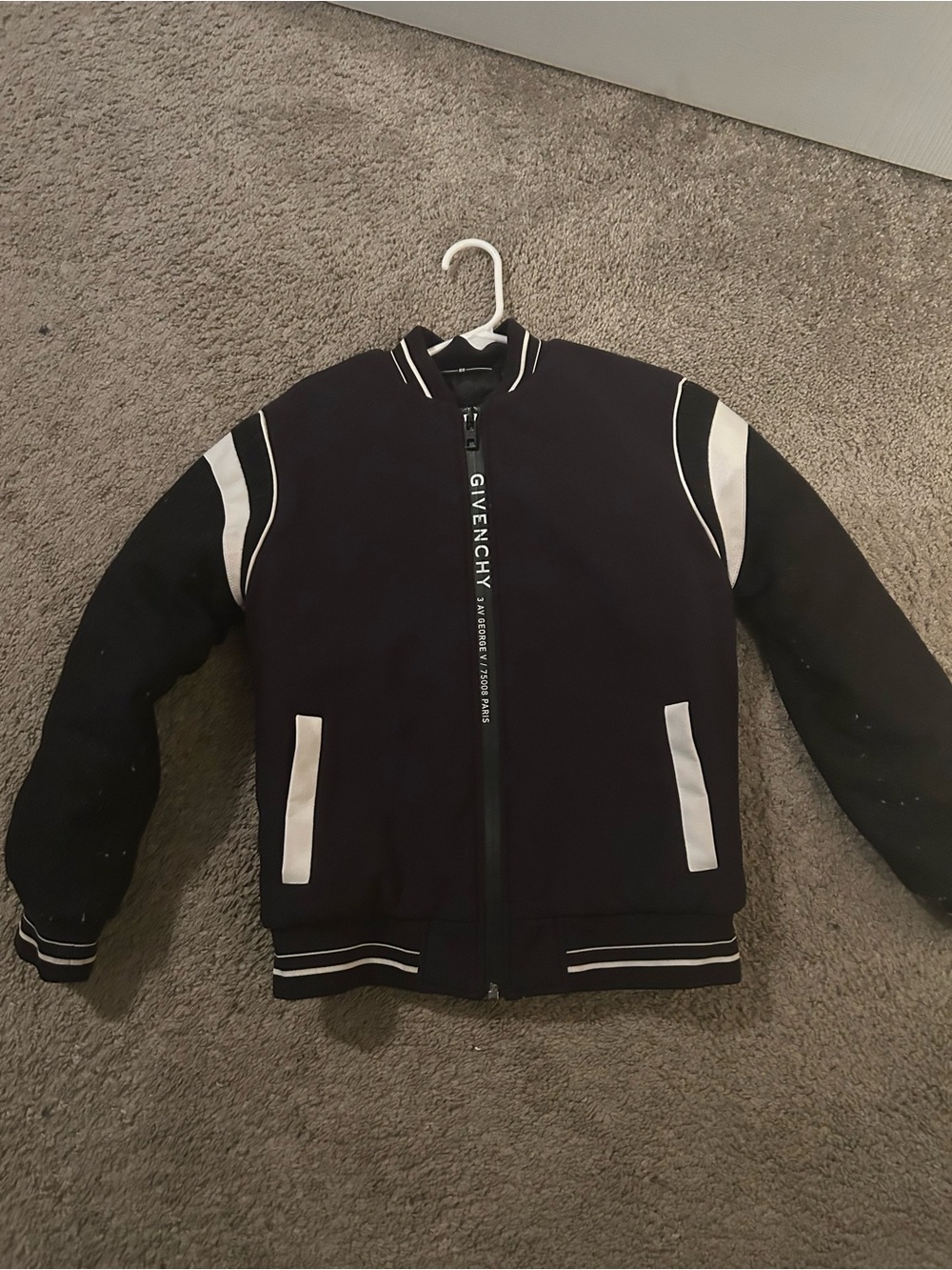 Givenchy Black and White Contrast-Trim Bomber Jacket